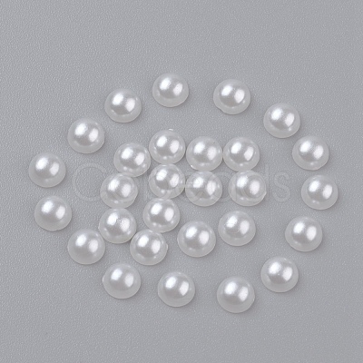 5MM Creamy White Dome Half Round Acrylic Imitated Pearl Cabochons Fit Phone Decoration X-OACR-H001-4-1