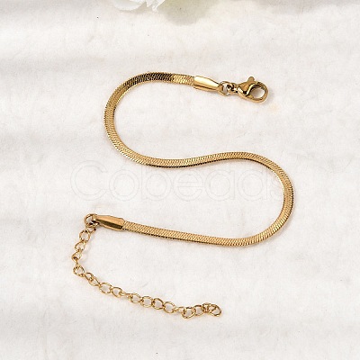 304 Stainless Steel Snake Chain Bracelets for Women BJEW-P389-01G-1