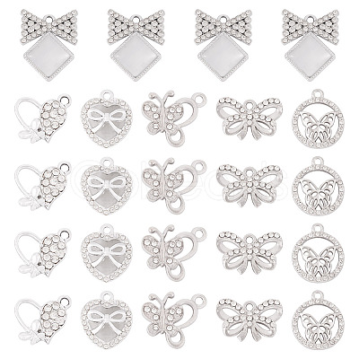 24Pcs 6 Styles Alloy Crystal Rhinestone Pendants FIND-TA0006-20P-1