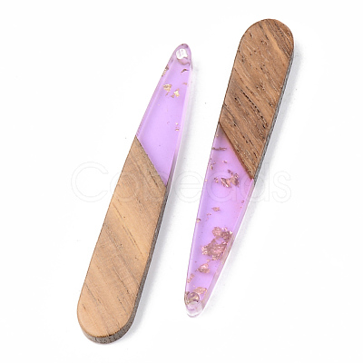 Transparent Resin & Walnut Wood Pendants RESI-S389-039A-B01-1
