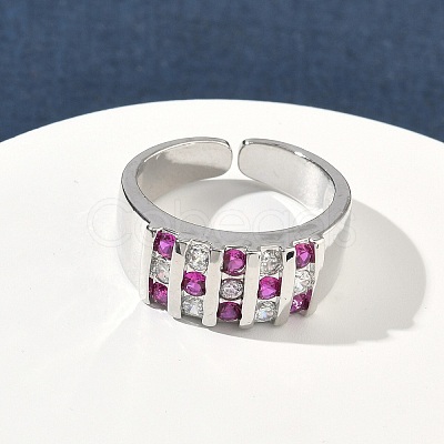 Brass Micro Pave Cubic Zirconia Cuff Open Rings RJEW-C158-04P-1