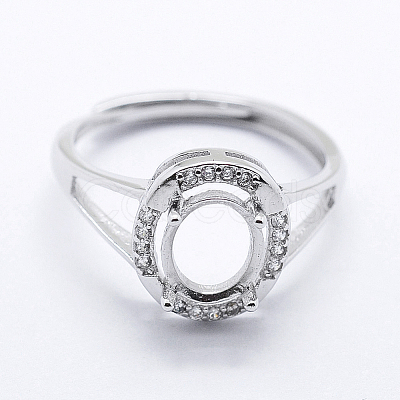 Anti-Tarnish Rhodium Plated 925 Sterling Silver Finger Ring Components STER-G027-13P-1