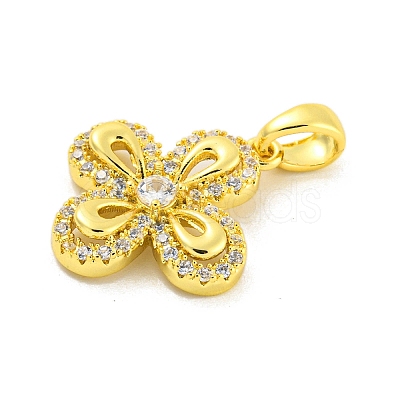 Brass Micro Pave Clear Cubic Zirconia Pendants KK-P263-06B-G-1