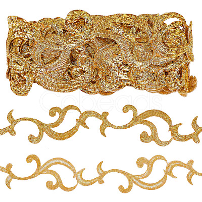 3.8M Ethnic Style Iron on/Sew on Embroidery Flower Polyester Lace Trim Ribbon OCOR-WH0070-121A-1