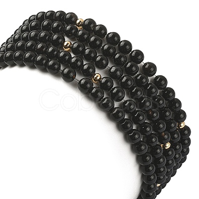 5Pcs 5 Style Synthetic Black Stone & Pearl & Shell Star Beaded Stretch Bracelets Set BJEW-JB09495-02-1