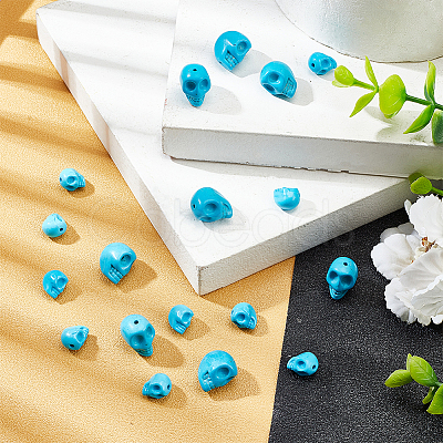 3 Sizes Dyed Synthetic Turquoise Beads Strands G-AR0004-83-1