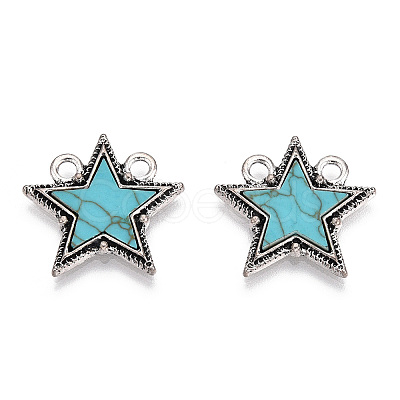 Alloy Pendants with Synthetic Turquoise PALLOY-TADZ0001-03AS-1