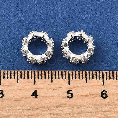 Wave Brass Micro Pave Cubic Zirconia European Beads KK-K300-07B-S-1