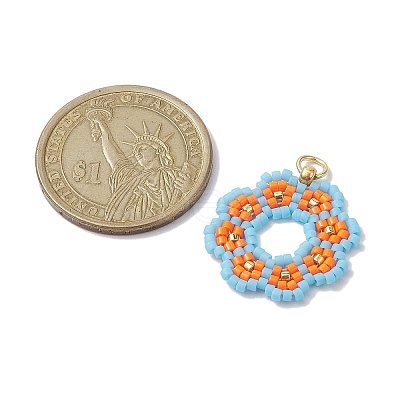 Seed Beads Beaded Charms PALLOY-MZ00205-1