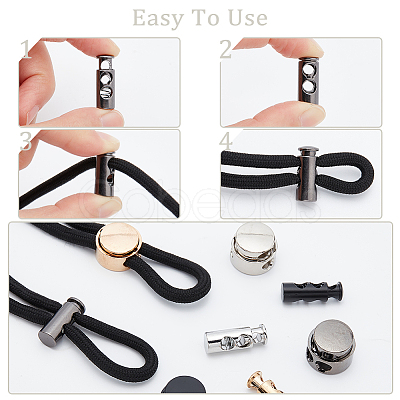 48Pcs 8 Styles Alloy Spring Cord Locks DIY-WR0001-99-1