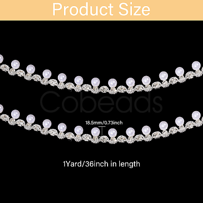 1 Yard Brass Crystal Rhinestone Cup Chain with Imitation Pearl OCOR-GL0001-08A-1