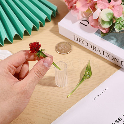 2Pcs Glass Flower Display Decorations AJEW-CO0001-04C-1