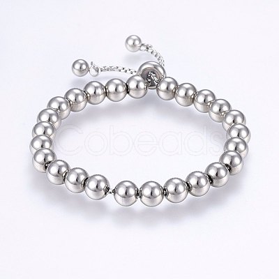 Tarnish Resistant Adjustable 304 Stainless Steel Slider Bracelets BJEW-F330-09P-1