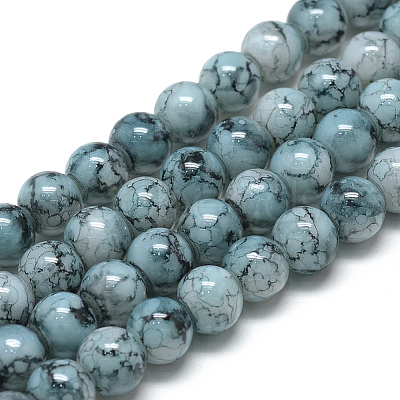 Baking Paint Glass Beads Strands LS-DGLA-S115-8mm-S79-1