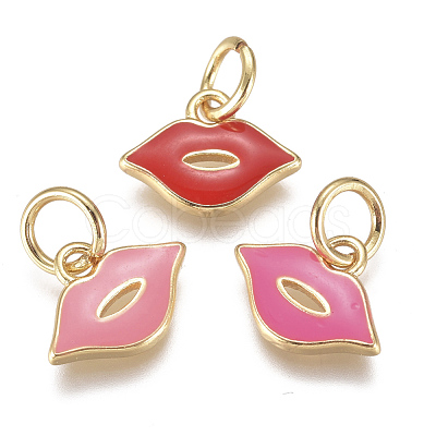 Real 18K Gold Plated Brass Enamel Charms KK-F810-01G-1