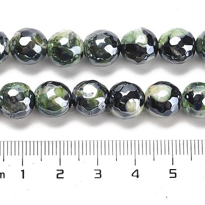 Electroplated Natural Fire Crackle Agate Round Beads Strands G-G0006-A02-04-1