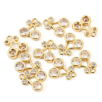 10Pcs Brass Micro Pave Clear Cubic Zirconia Charms KK-TA0002-85-1