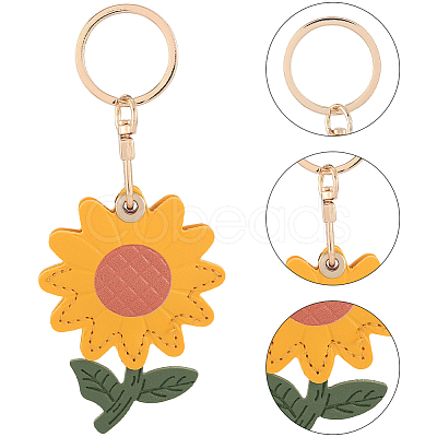 1Pc PU Leather Pendants Keychain KEYC-SP0001-47A-1