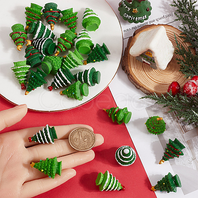 30Pcs 10 Styles Christmas Resin Sculpture Ornaments RESI-SC0005-91-1
