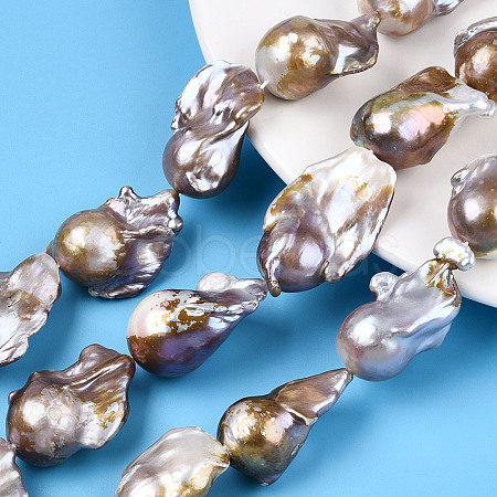 Natural Baroque Pearl Keshi Pearl Beads Strands PEAR-S019-04D-1