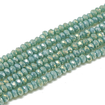 Electroplate Opaque Solid Color Glass Beads Strands X-EGLA-Q112-B13-1