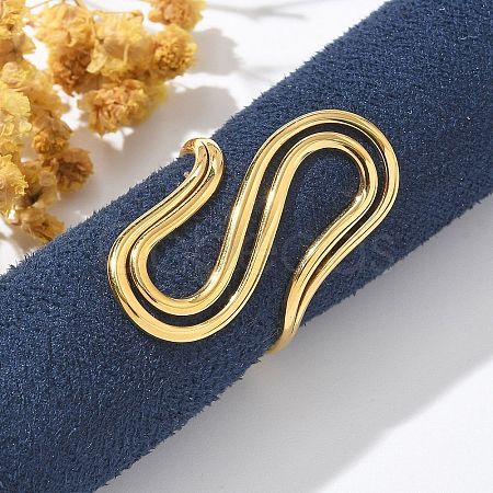 304 Stainless Steel S-shaped Open Cuff Rings for Women RJEW-Z077-01G-06-1