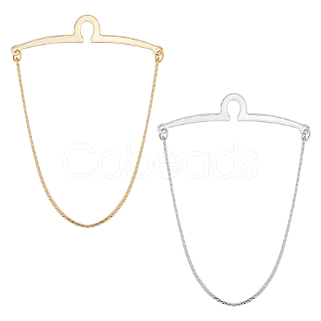 2Pcs 2 Colors Brass Button Attachment Tie Clips AJEW-HS0001-13A-1