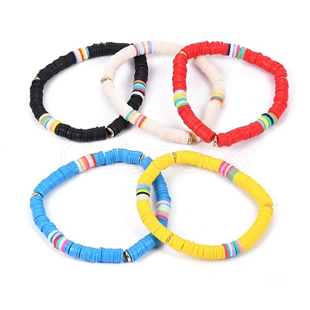 Handmade Polymer Clay Heishi Beads Stretch Bracelets BJEW-JB05304-1