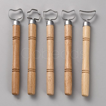 Wood & Stainless Steel Clay Pressed Molds Set TOOL-WH0052-33-1