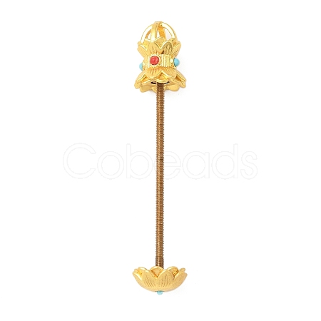 Lotus Shape Brass Screw Peg Bails KK-NH0008-06MG-1