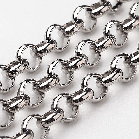 Non-Tarnish 304 Stainless Steel Rolo Chains X-STAS-M032-42P-5.7mm-1