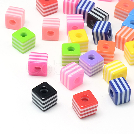 Opaque Stripe Resin Beads X-RESI-S342-10x10-M-1