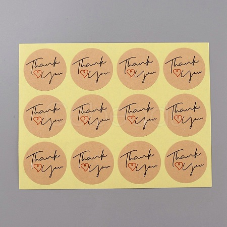 Round Dot Kraft Paper Adhesive Label Stickers STIC-WH0012-05C-1