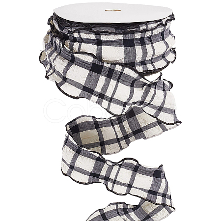 1 Roll Polyester Ruffled Ribbon SRIB-CY0001-14G-1