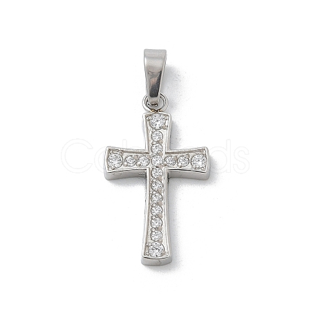 304 Stainless Steel Micro Pave Cubic Zirconia Pendants STAS-Z107-08P-09-1