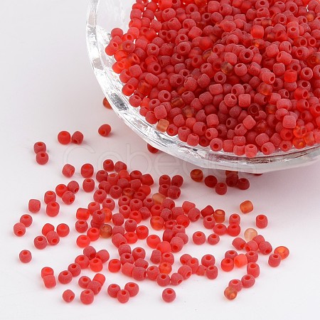 8/0 Frosted Round Glass Seed Beads X-SEED-A008-3mm-M5-1