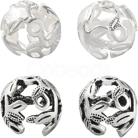 4Pcs 2 Colors 925 Sterling Silver Bead Caps STER-BC0002-34-1
