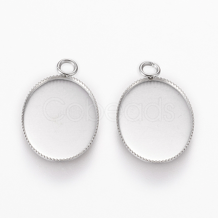 Tarnish Resistant 304 Stainless Steel Pendant Cabochon Settings STAS-L195-11B-1