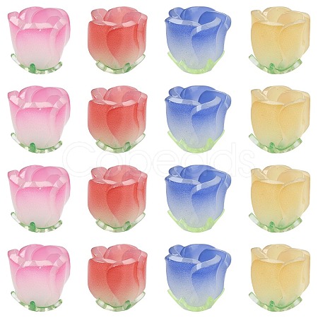 16Pcs 4 Colors Gradient Color Opaque Acrylic Beads MACR-CJ0002-32-1