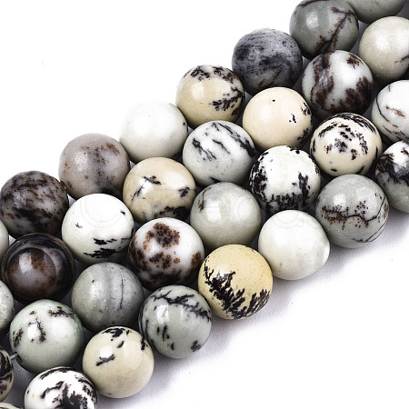 Natural Dendritic Jasper Beads Strands X-G-T129-17-1