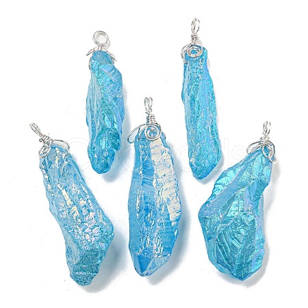 Electroplated Raw Rough Natural Quartz Crystal Big Pendants G-A229-02P-09-1