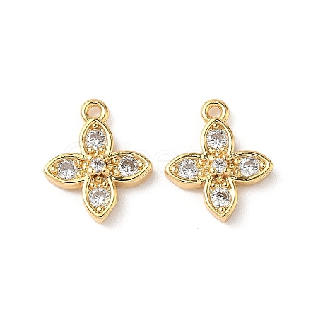 Brass Micro Pave Clear Cubic Zirconia Charms X-KK-D504-12G-1