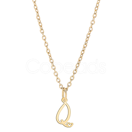 1pc 304 Stainless Steel Letter Pendant Necklaces NJEW-LP0001-39Q-G-1