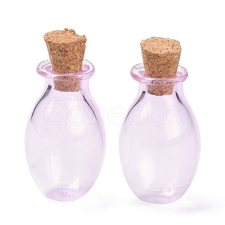Oval Glass Cork Bottles Ornament AJEW-O032-03C-1