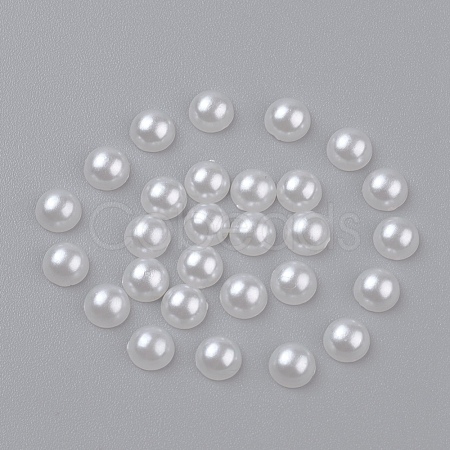 5MM Creamy White Dome Half Round Acrylic Imitated Pearl Cabochons Fit Phone Decoration X-OACR-H001-4-1