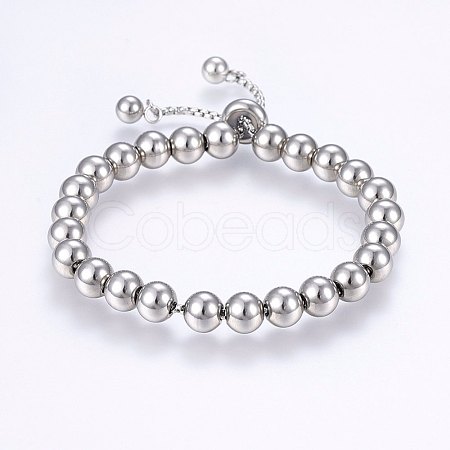 Tarnish Resistant Adjustable 304 Stainless Steel Slider Bracelets BJEW-F330-09P-1