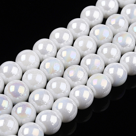 Electroplate Opaque Glass Beads Strands X-GLAA-T032-P6mm-AB02-1