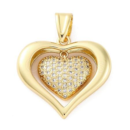 Brass Micro Pave Clear Cubic Zirconia Pendants KK-S510-31G-01-1