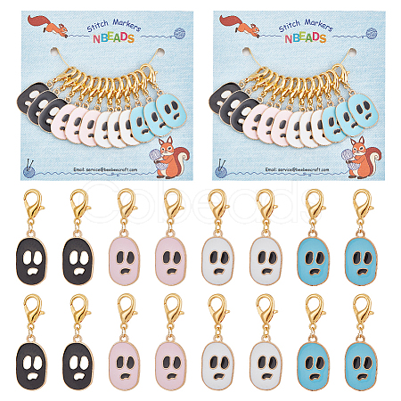 Alloy Enamel Skull Pendant Locking Stitch Markers HJEW-AB00043-1