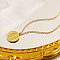 Stainless Steel Pendant Necklaces for Women, Grooved Flat Round, Golden, 17.72 inch(45cm)